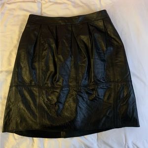 BCBG MAXAZRIA Pleated Leather Mini Skirt